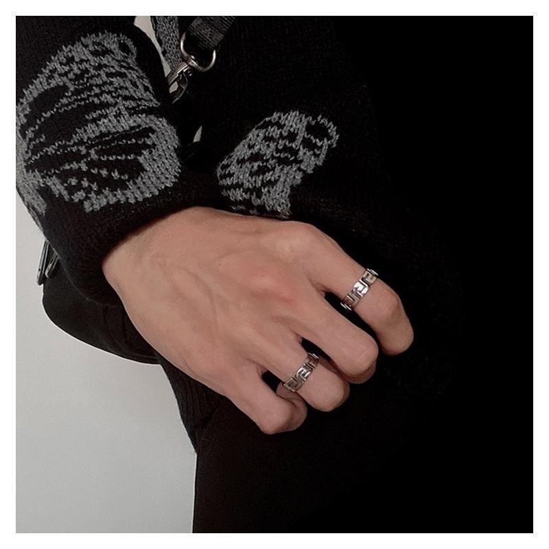 Nhẫn thép titan trơn vát cạnh kiểu dáng unisex đơn giản không gỉ