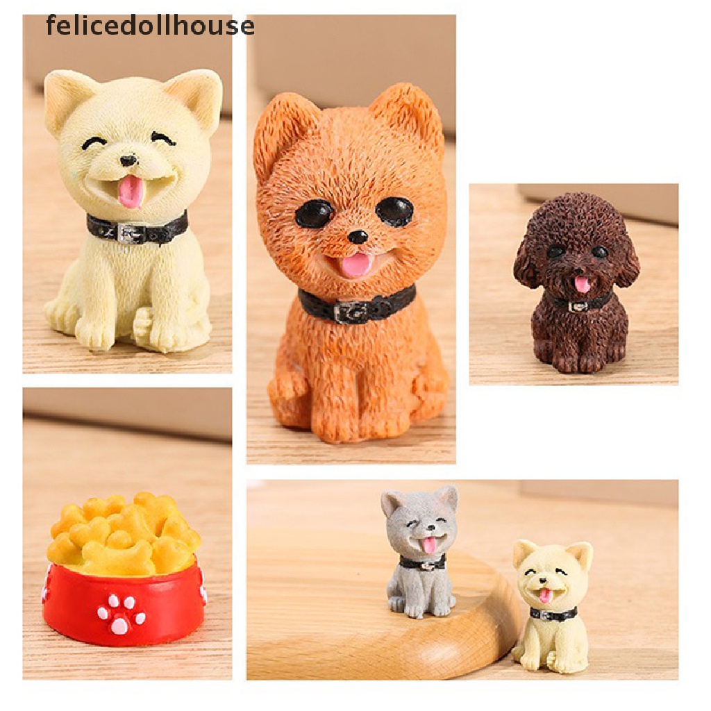 Mô Hình Chú Chó Kawaii Mini Bằng Nhựa Resin Để Bàn Trang Trí Sân Vườn