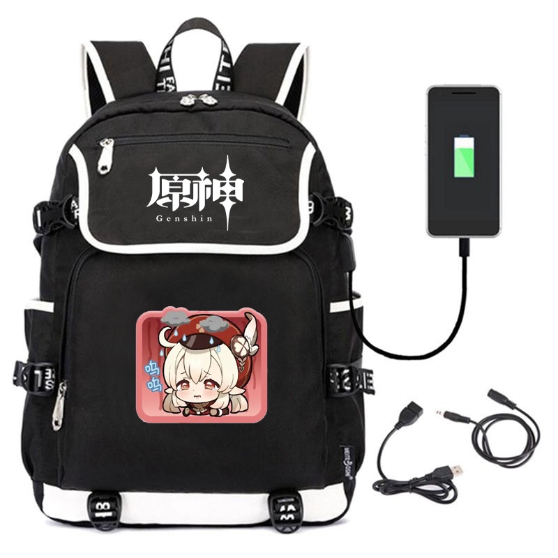 Balo nắp ngang in hình GENSHIN IMPACT ver CHỮ NHẬT CHIBI game anime chibi cặp sách nam nữ đi học