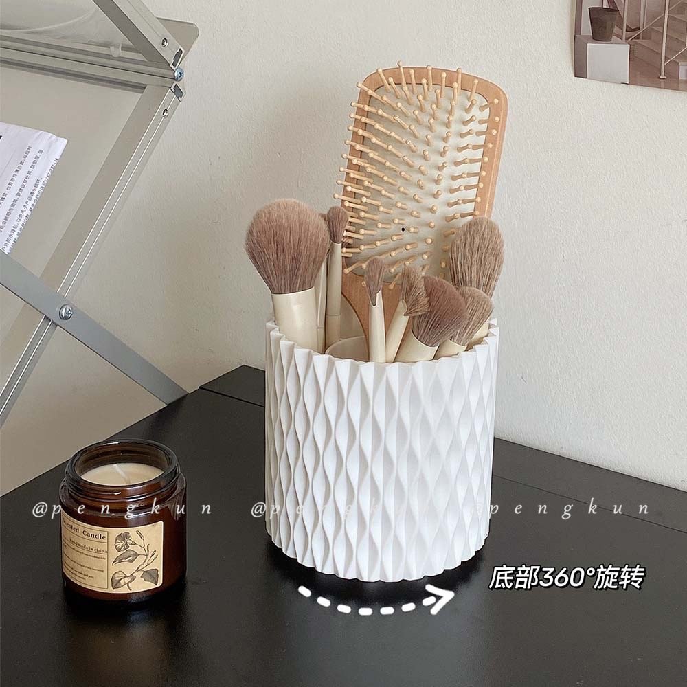 Xô Đựng Cọ Trang Điểm / Bút Trang Điểm Sức Chứa Lớn Màu Trắng Kiểu Xoay Được Đơn Giản