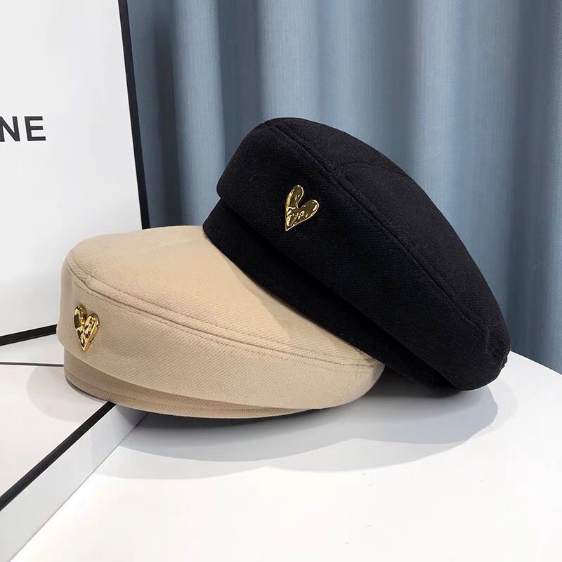 Mũ Nồi Mũ Beret Hình Trái Tim nổi thời trang Vintage phong cách Hàn Quốc