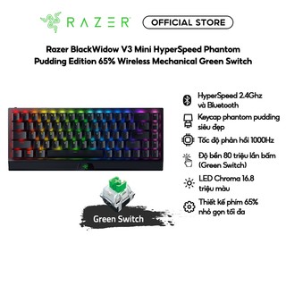 Bàn phím Razer BlackWidow V3 Mini HyperSpeed | Keycaps Phantom Pudding | 80 triệu lần bấm | Kích cỡ 65% |16,8 triệu màu