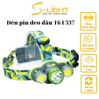 Đèn pin đeo đầu siêu sáng led t6 cob led f537 sáng trắng