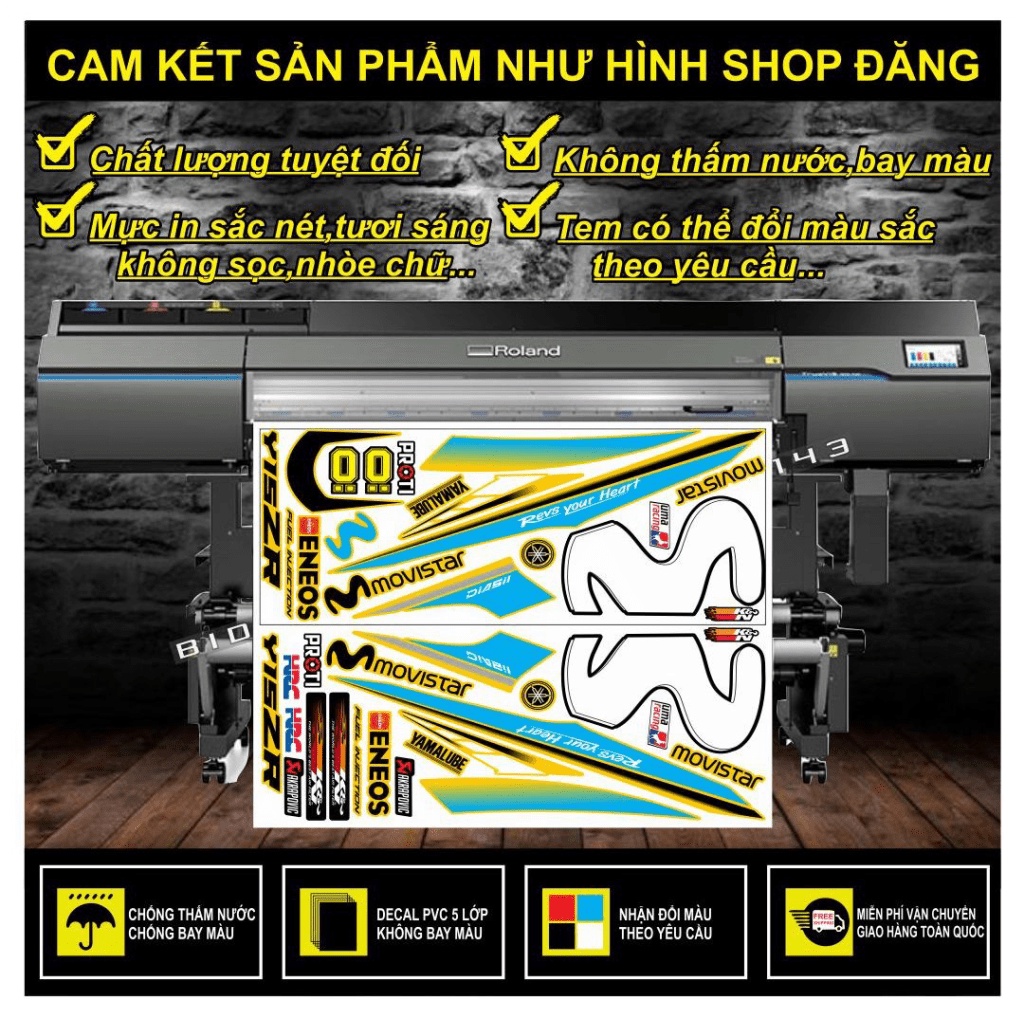 {TPHCM-FREE SHIP] TEM RỜI EXCITER 150 MOVISTAR PHỐI MÀU DÁN XE VÀNG