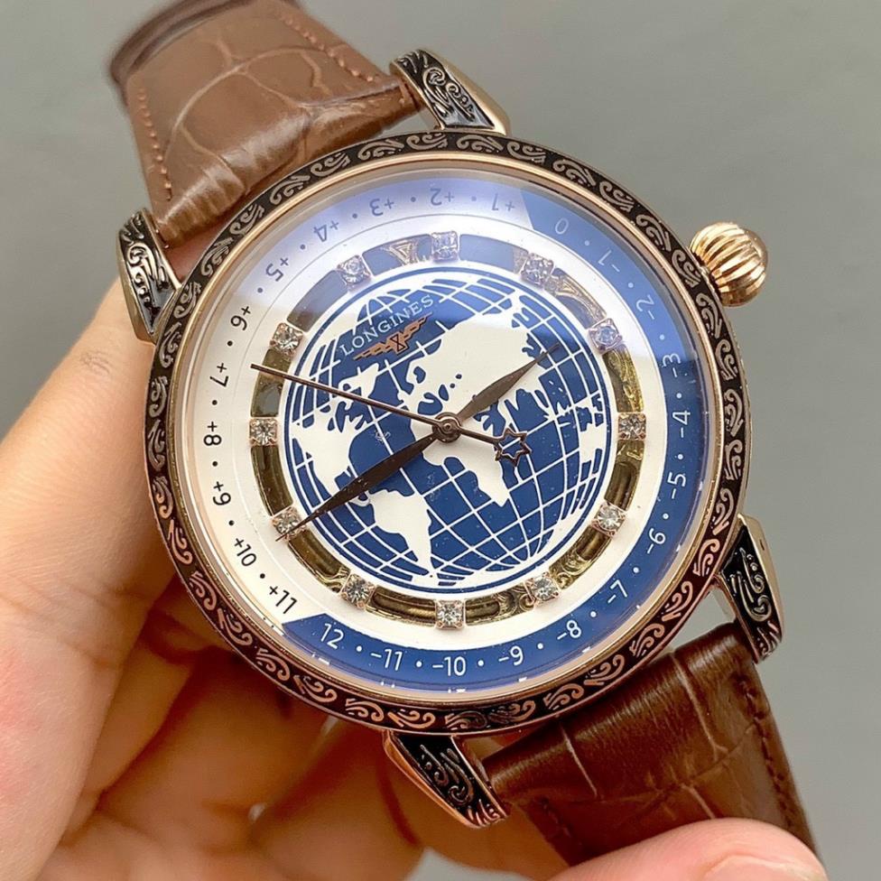 Đồng Hồ Nam L0ngines.Sapphire LA885 42mm Mặt bản đồ Máy Cơ Automatic Nhật