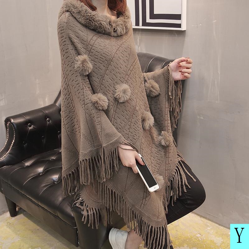 Áo Choàng Sweater Dệt Kim Dáng Rộng Phối Lông Tay Cánh Dơi Phong Cách Hàn Quốc Thời Trang Cho Nữ