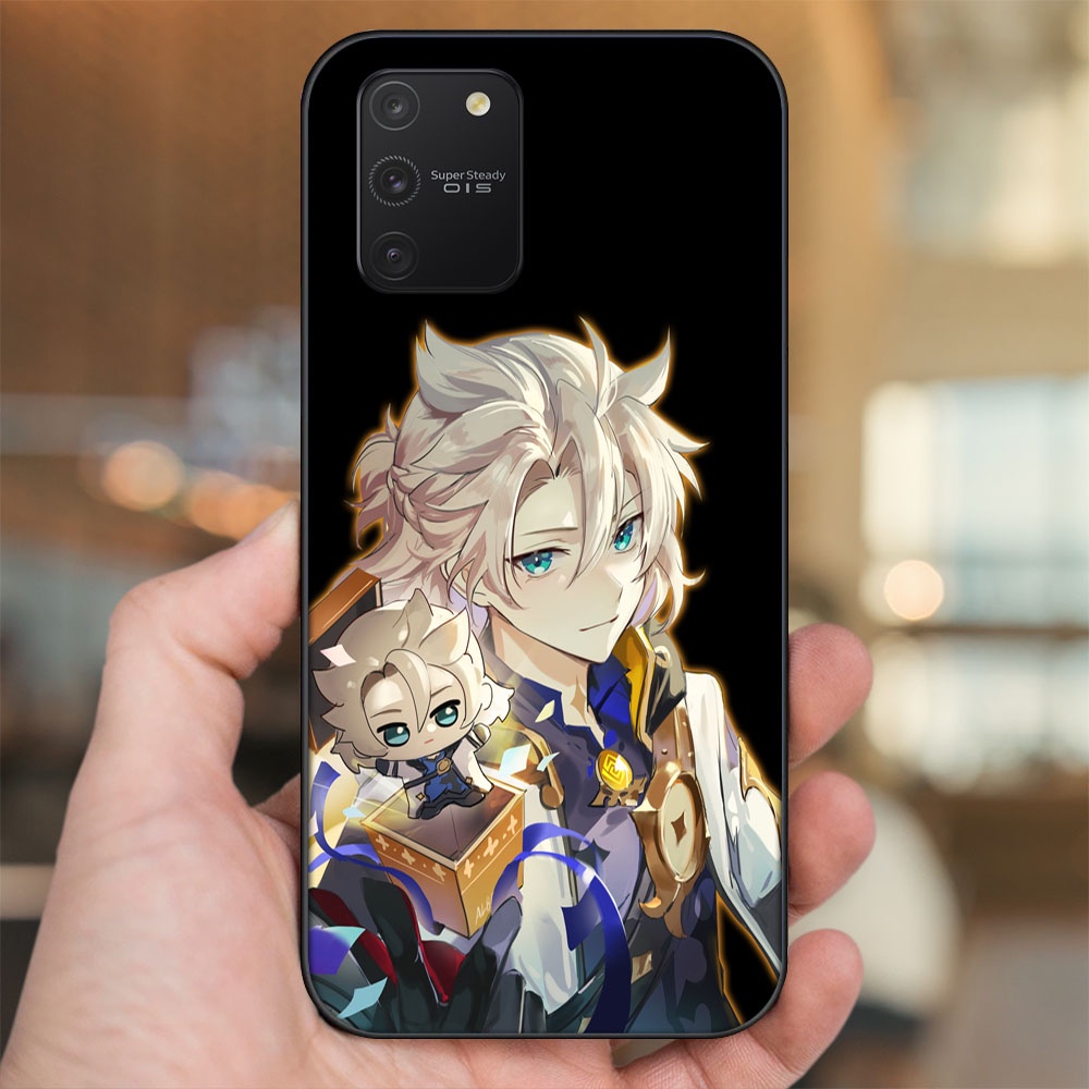 Ốp lưng Samsung S10 Lite viền đen in hình Albedo Genshin Impact