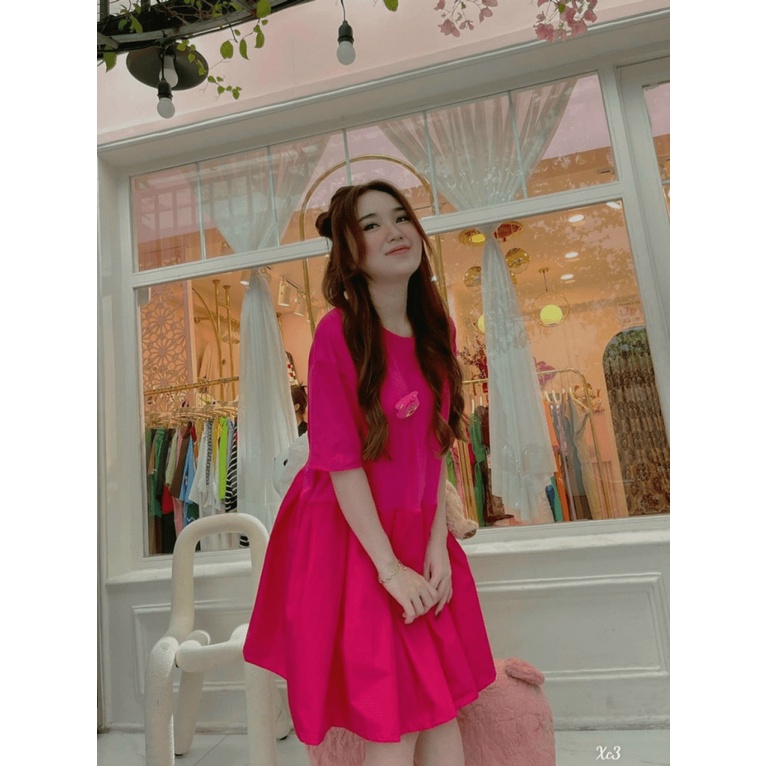 ĐẦM LỤA HÀN KÈM GẤU CHIẾC ĐẦM VỚI KIỂU DÁNG ĐÁNG YÊU KHÔNG HỀ KÉN DÁNG UP