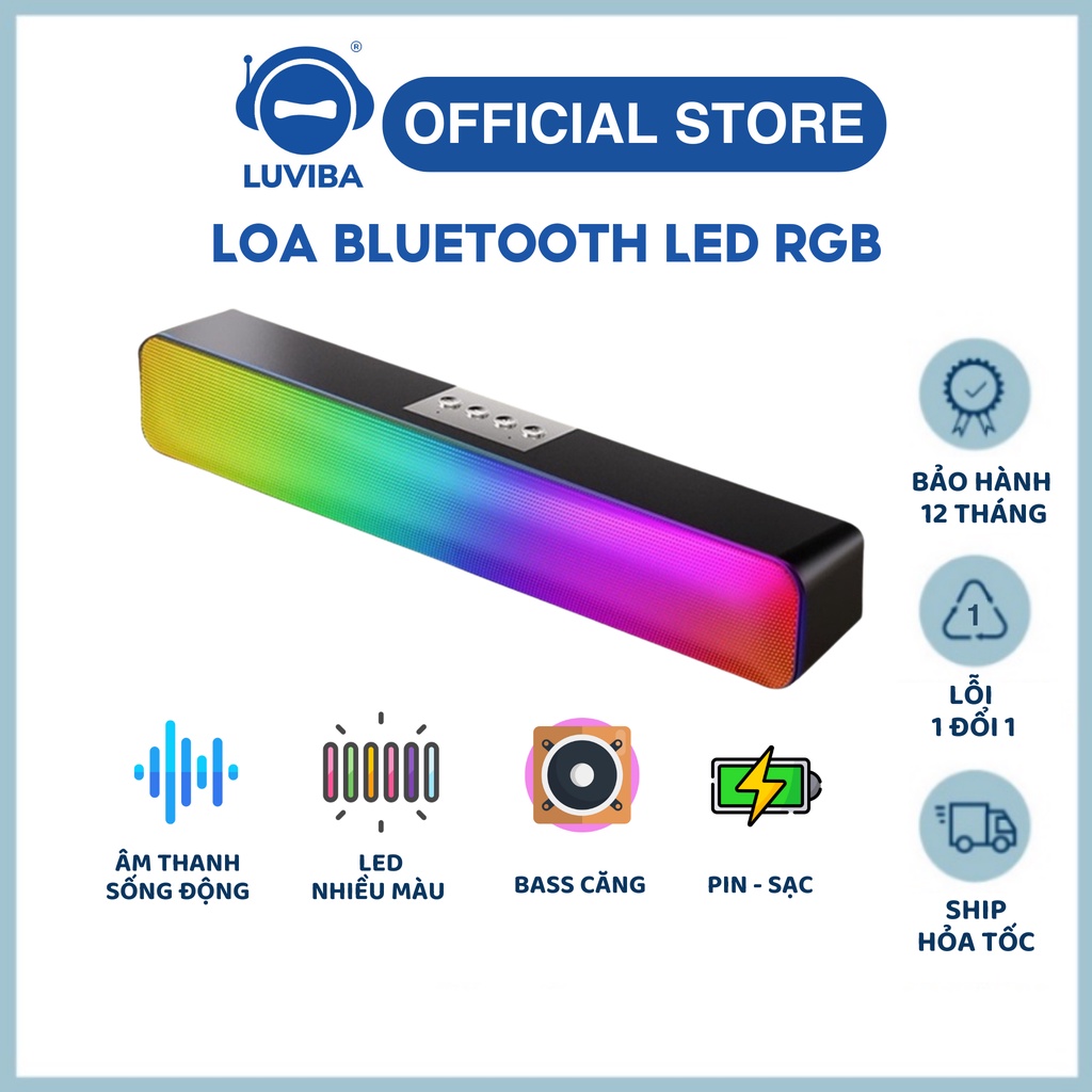 Loa bluetooth không dây có led RGB, âm thanh vòm 3D phiên bản đặc biệt dùng cho thiết bị thông minh