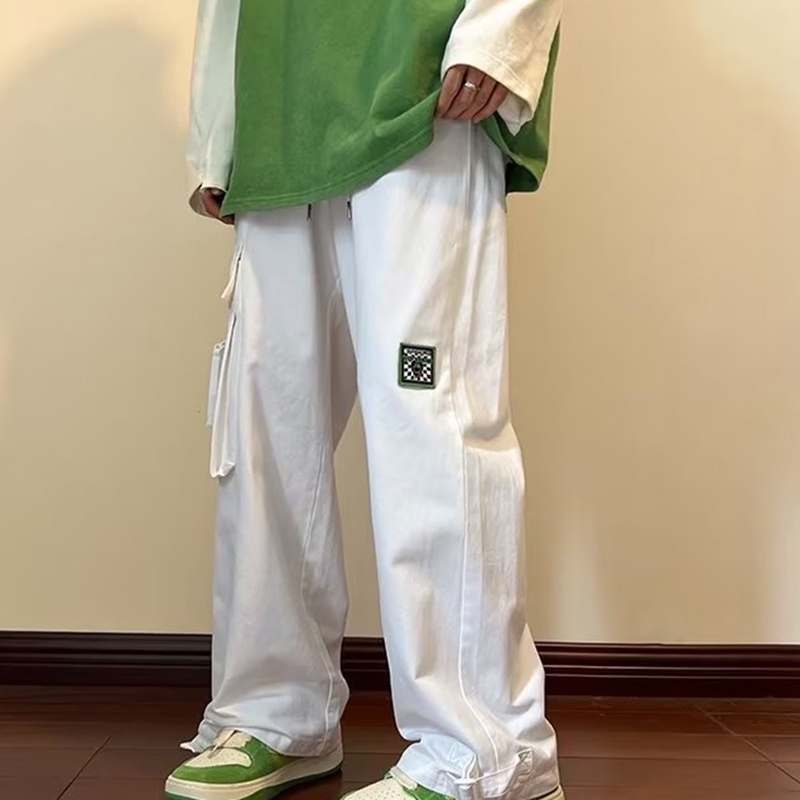 IELGY men's american style high street straight wide leg mopping trousers