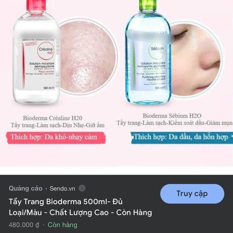 Nước tẩy trang dịu nhẹ Bi//od/er//ma Pháp