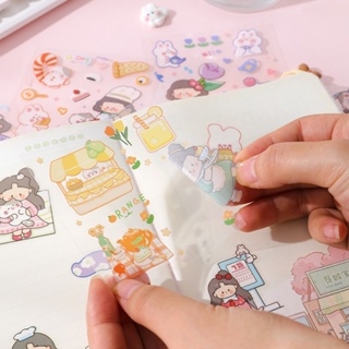 Túi 25 miếng dán hình cô gái hoạt hình dễ thương chống nước trang trí sổ - ảnh sản phẩm 8