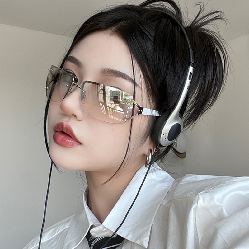 Kính Mát Hình Chữ Nhật Không Vành Y2K Millet Phong Cách Retro Thời Trang Cho Nữ