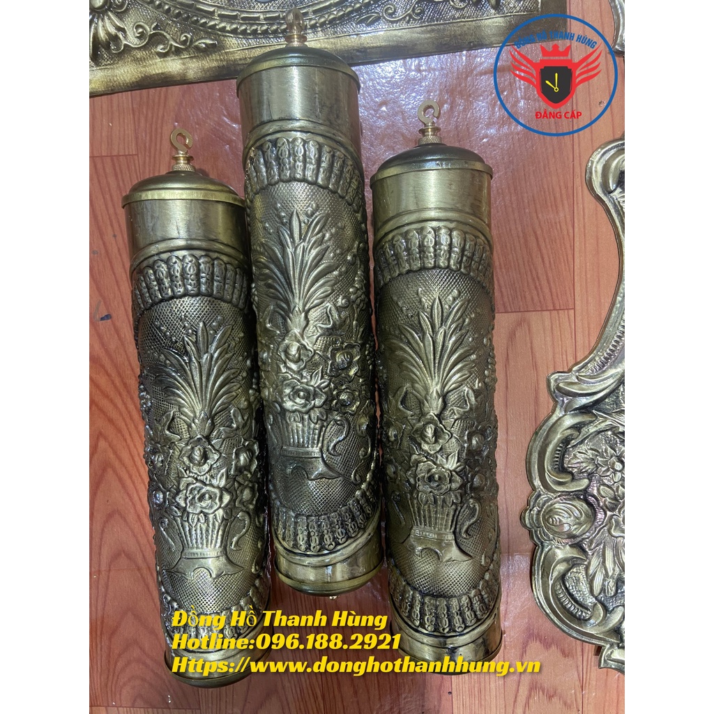 3 quả tạ đồng trang trí đồng hồ quả lắc cây, gốc lũa siêu chất. Đồng Hồ Thanh Hùng
