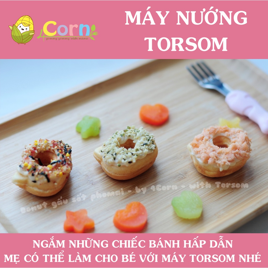 Máy nướng bánh Torsom - Tặng sổ tay công thức làm bánh ăn dặm (2 bản tự ngắt và hẹn giờ có sẵn)