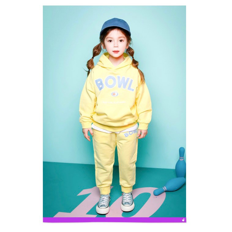 Bộ nỉ da cá áo hodie Bowl 2 màu cho bé BJE010