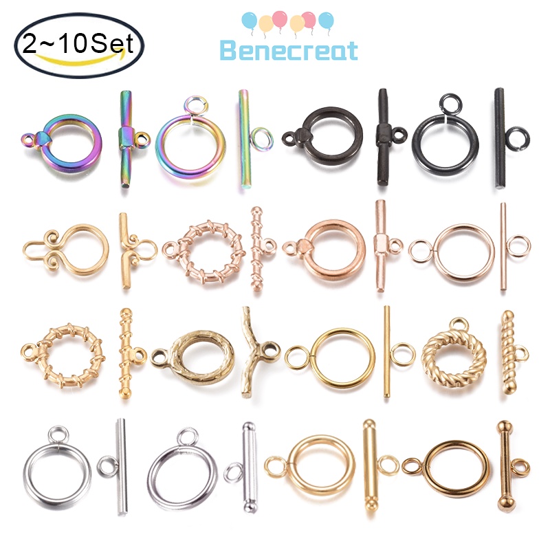 Set 2 Bộ 10 Móc Treo Nhẫn Bằng Thép Không Gỉ 304 Mạ Vàng Hồng / Đen
