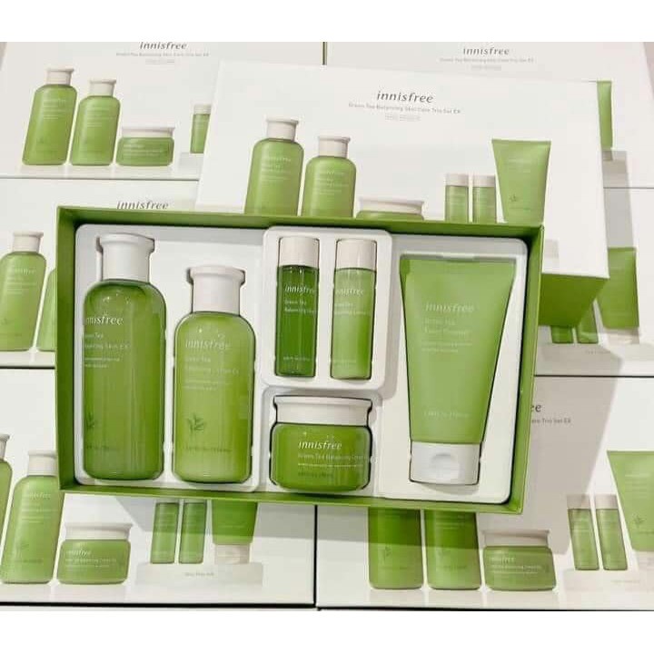 Bộ dưỡng da trà xanh Innisfree 6 món dưỡng trắng, mềm mịn - Hàn Quốc