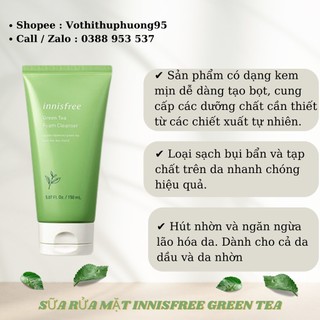 Sữa Rửa Mặt Trà Xanh Innisfree Green Tea Cleansing Foam