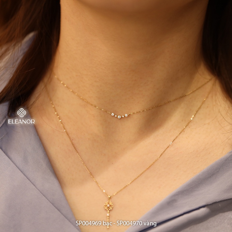 Dây chuyền nữ bạc 925 Eleanor Accessories mặt hình chìa khóa đính đá phụ kiện trang sức 4969