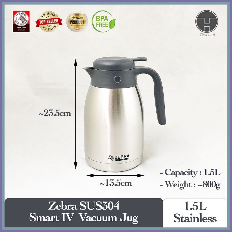 Bình giữ nhiệt Inox Smart IV 1.5L Zebra có quai và vòi rót - 112942 - LOẠI MỚI