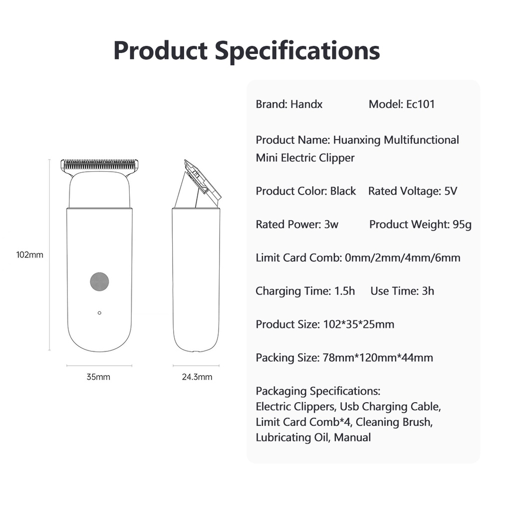 Máy cạo râu Cắt Tóc / Cạo Râu Mini Đa Năng Chống Thấm Nước IPX7 Xiaomi