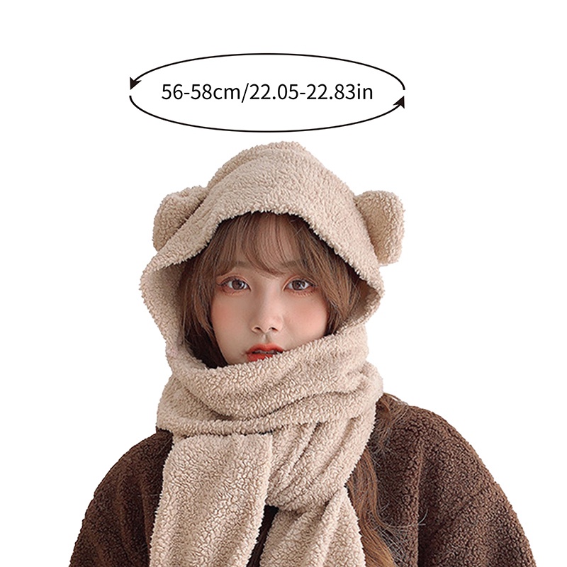 Ygt Mũ Beanie Màu Trơn Đính Tai Gấu Bông Dễ Thương Thời Trang Mùa Đông Cho Nữ