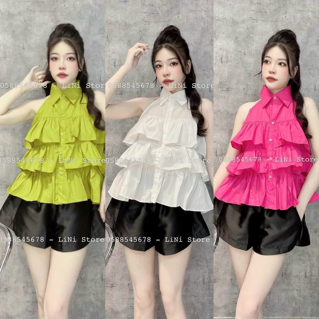 Sét Đồ Bộ Nữ Áo Lụa Lá Cổ Xếp Tầng &amp; Quần Short Chất Tapta Thiết Kế Sang Chảnh Đi Làm Công Sở, Dạ Hội Và Du Lịchalohasho
