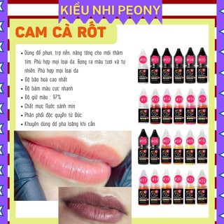 Mực phun xăm hữu cơ, cam cà rốt và 20 màu mực nước phun xăm thẩm mỹ, mực phun môi, mày, mí chất lượng cao