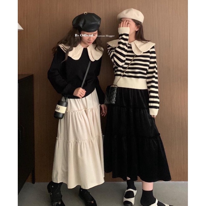 Áo len bèo cổ tiểu thư