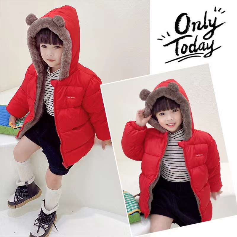 Áo khoác phao tai gấu lót lông siêu dày hàng quảng châu cao cấp không rụng lông mặc được 2 mặt