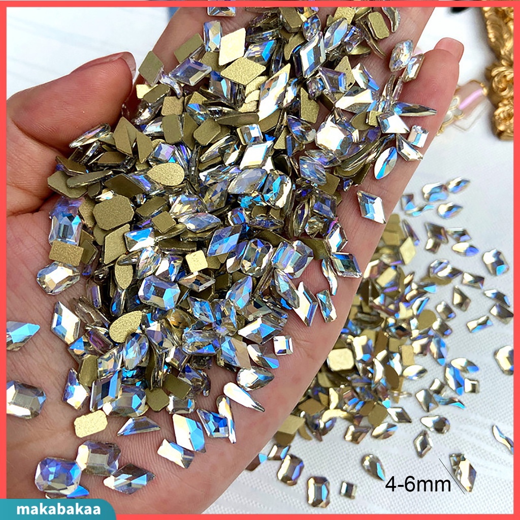 Túi 50 hạt đá quý nhân tạo hình học 3D lấp lánh trang trí móng tay