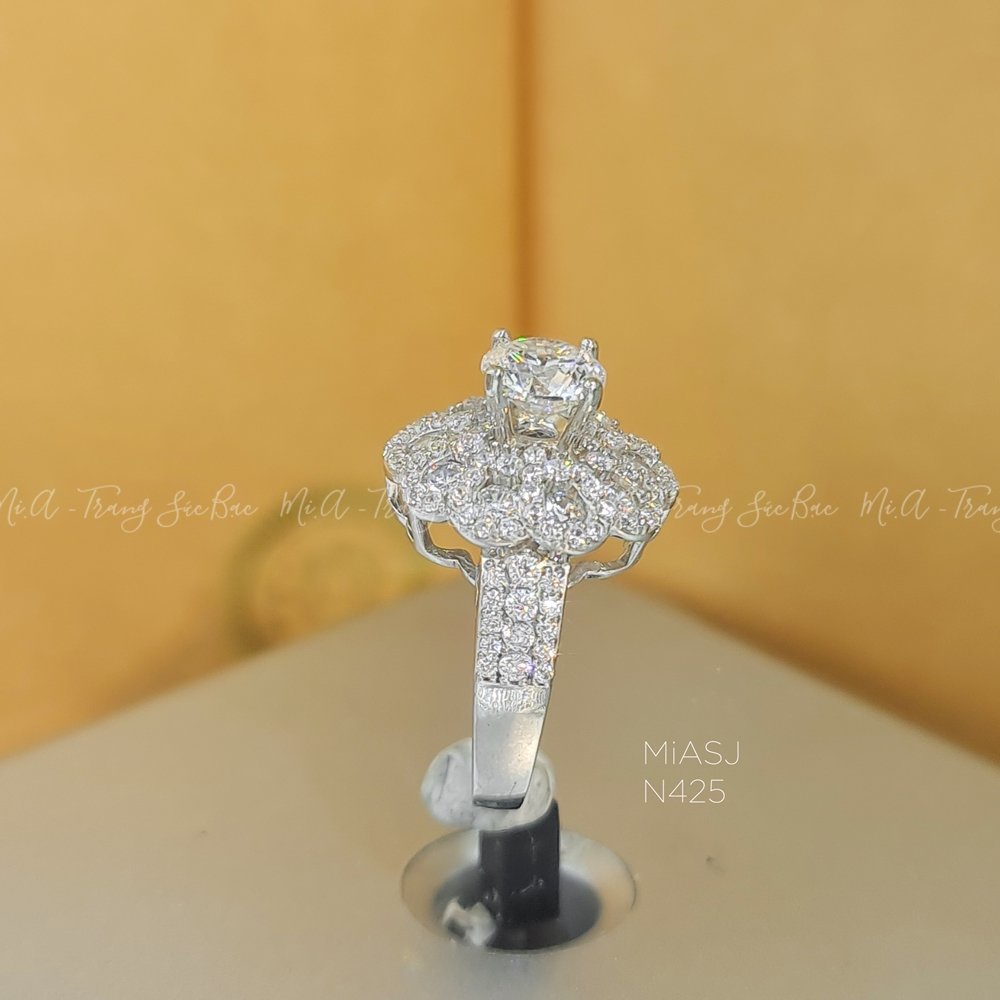 Nhẫn nữ bạc Ý S925 MiASJ N425 nạm đá cao cấp, sang trọng, lung linh