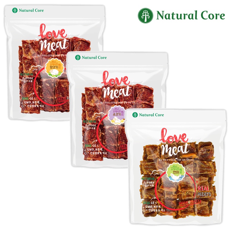 [Bundle of 3] [Natural Core] Love Meat / Đồ ăn vặt cho chó / Sản xuất tại Hàn Quốc
