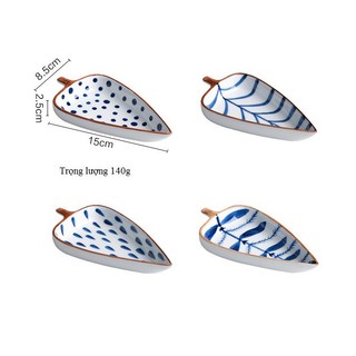 Set 4 đĩa lá decor kèm khay gỗ