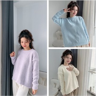 Áo len lông cừu cổ tròn pastel cimie