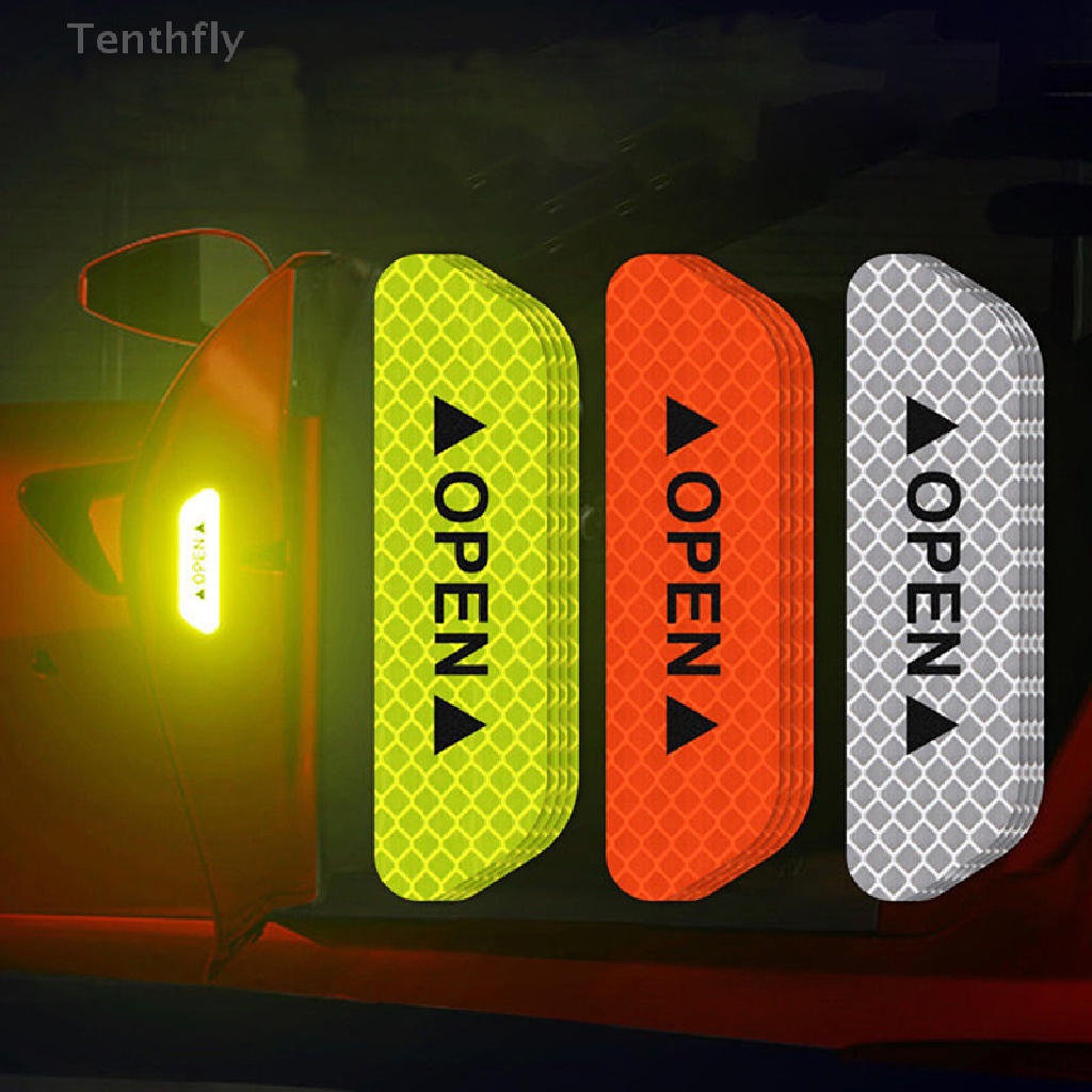 Bộ 4 Miếng Dán Phản Quang Cảnh Báo An Toàn Cho Cửa Xe Hơi / Xe Máy Mới