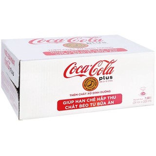 THÙNG 24 LON COCA-COLA PLUS 320ML/ COCA KHÔNG ĐƯỜNG HẠN CHẾ HẤP THU CHẤT BÉO