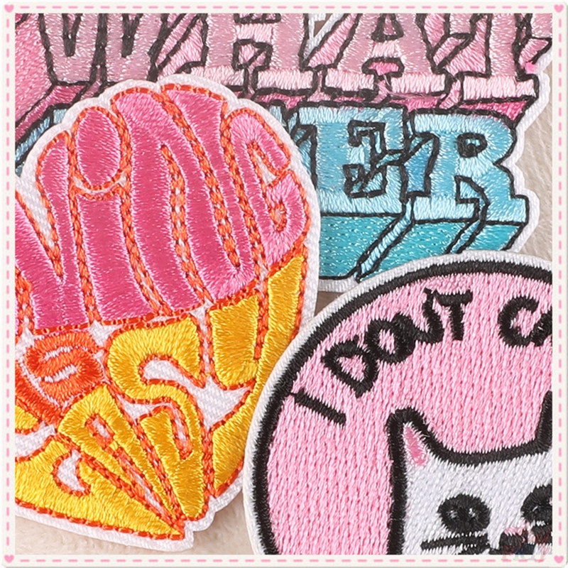♚ Weirdo Sticker Ủi Thêu Chữ Tiếng Anh ♚ 1 Miếng Dán Ủi Quần Áo Hình Trái Tim Mèo