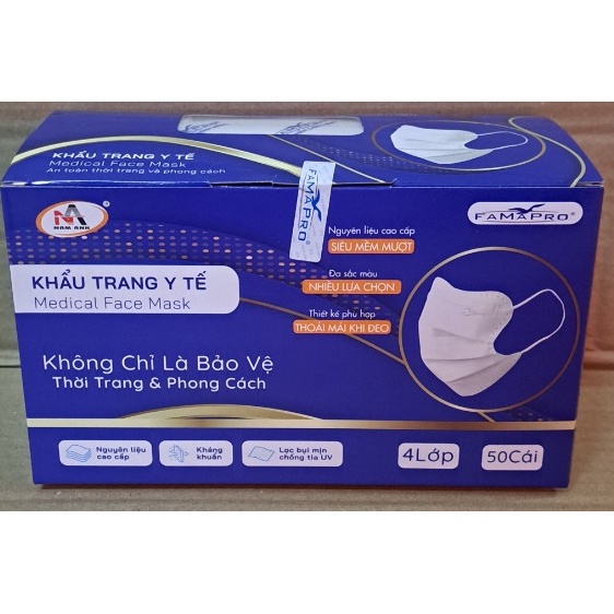 Khẩu Trang Y Tế Hình Cua ,4 Lớp,Giấy Kháng Khuẩn,FamaPro  - Hộp 50 cái