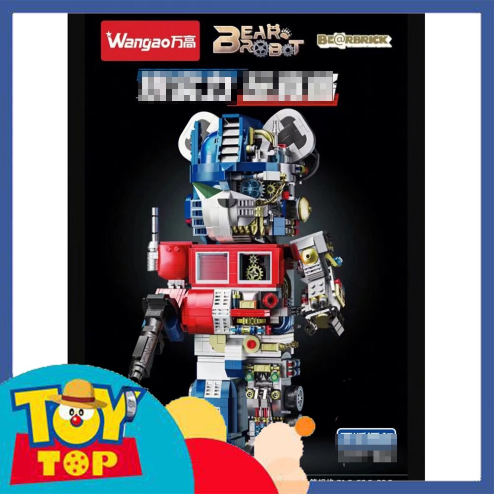 Đồ chơi lắp ráp dạng mô hình bearbrick gấu máy 400% bán x-ray transformer dạng robot Optimus xếp hình Wangao 188003