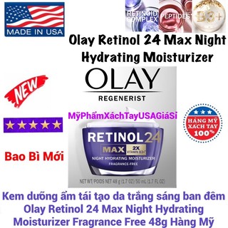   HàngMỹ Kem dưỡng da ban đêm Olay Retinol 24 Max Night Hydrating Moisturizer 48g 