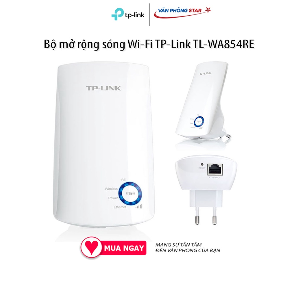 Bộ kích sóng wifi không dây TP-Link TL-WA854RE repeater mở rộng chuẩn N 300Mbps, Ăng ten 2x ngầm, Chuẩn kết nối 802.11