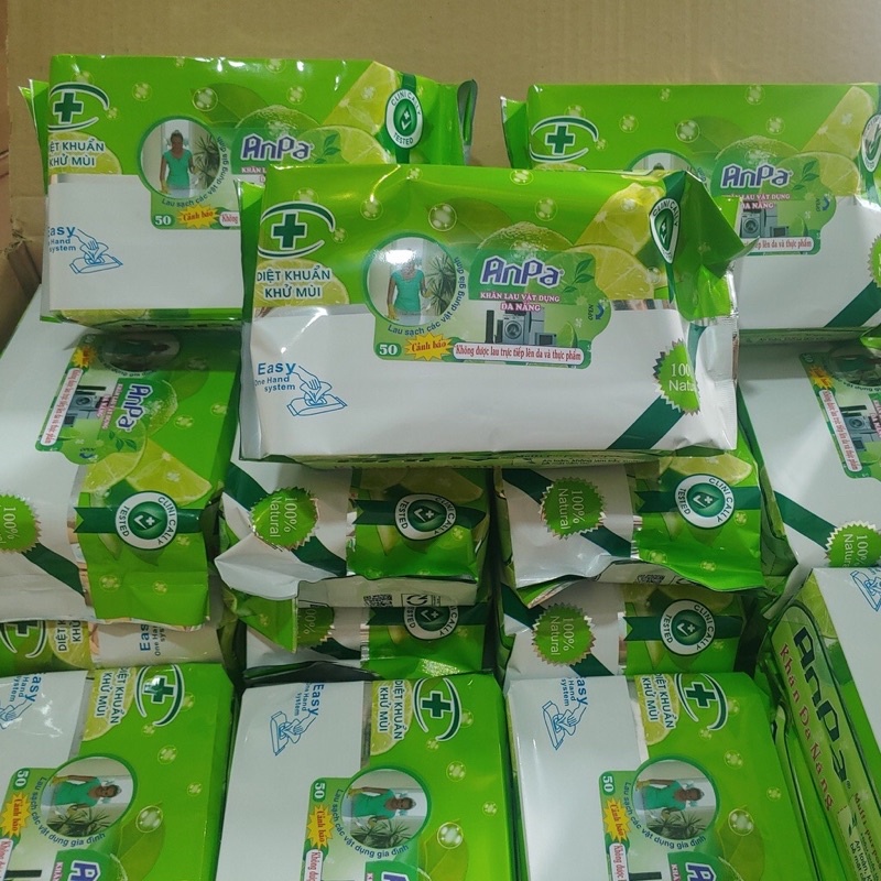 Set 5 gói khăn ướt đa năng Anpa 50 tờ/gói lau bếp lau vật dung sạch bóng