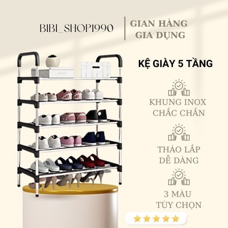 Kệ để giày 5 tầng - Kệ giày 5 tầng để giày dép lắp ghép thông minh bằng nhựa và inox