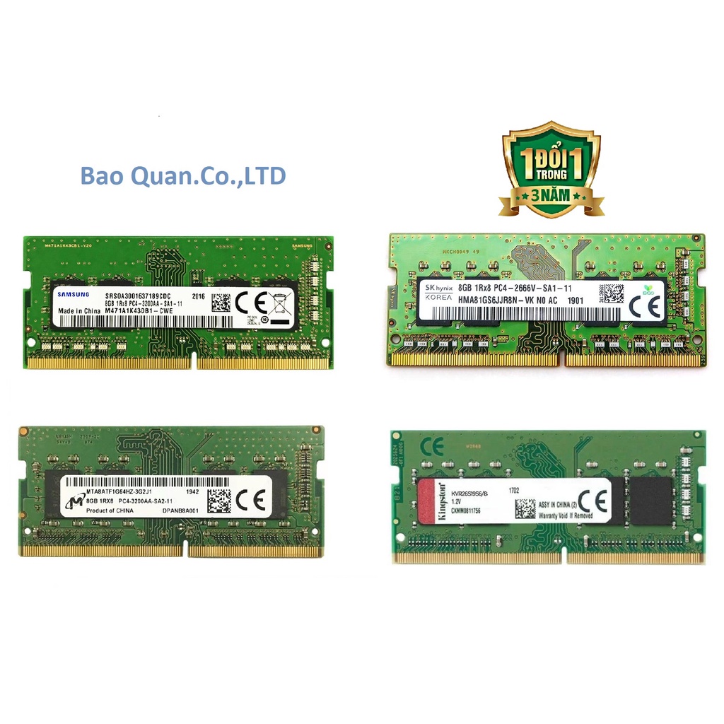 Ram DDR4 Laptop 8GB 16GB 32GB bus 2133/2400/2666/3200 Samsung/ SK hynix/ Micron Crucial/ Kingston - BH 3 năm