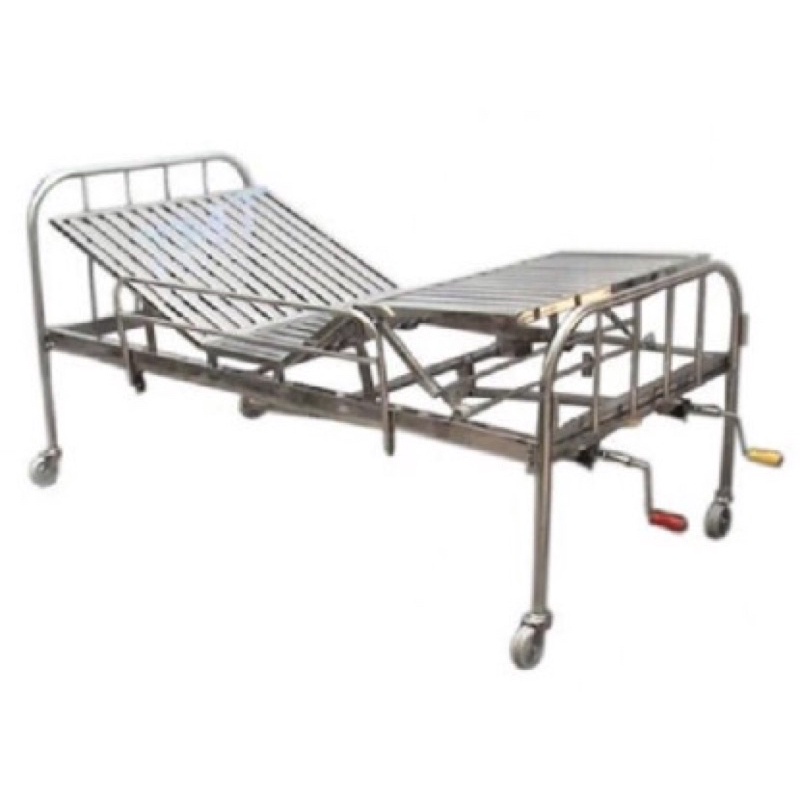 Giường inox vạt hộp 2 tay quay có nệm dày 6.5cm,C550xN900xD1950 vay, bánh xe y tế, thẩm mỹ,spa, dụng cụ y khoa