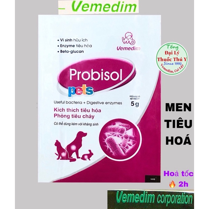 Men tiêu hoá Probisol 5g vemedim cho chó mèo trộn thức ăn, thức uống