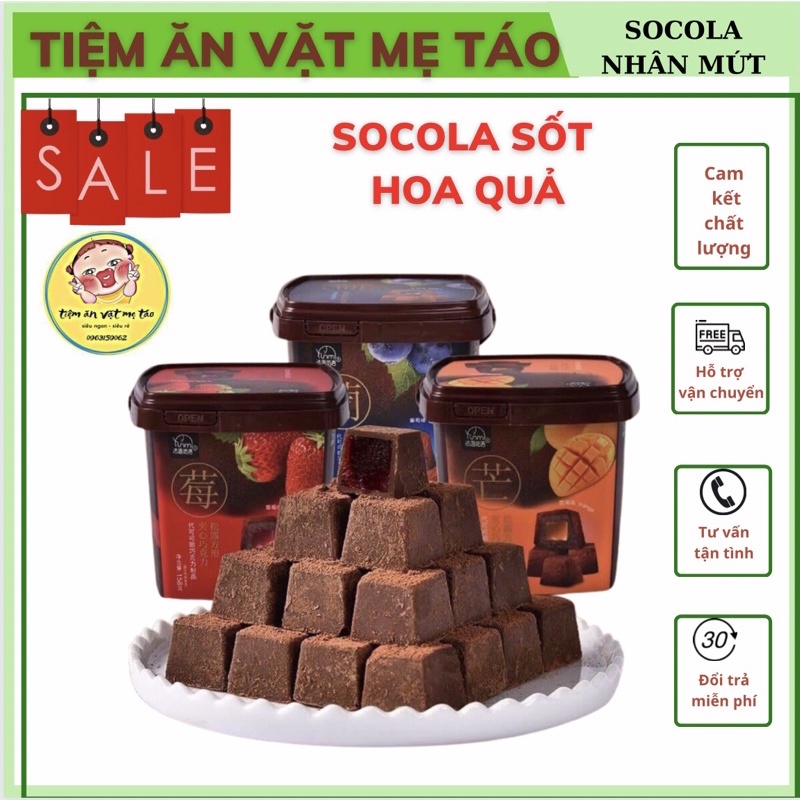 Nama chocolate Truffle, kẹo socola viên nhân mứt hoa quả  hộp 158 gram quà tết (FREESHIP)