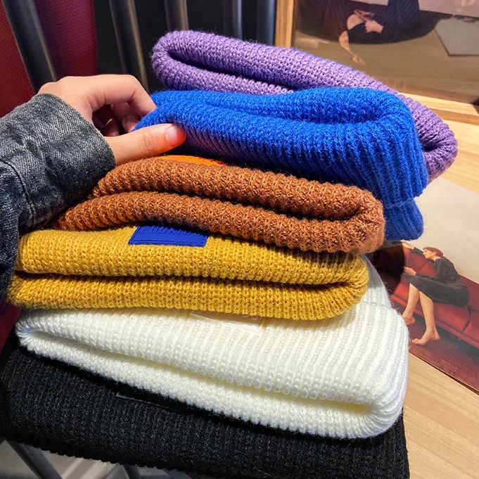 Mũ Len Dệt Kim Dày Dặn Ấm Áp In Chữ Phong Cách Hàn Quốc Thời Trang Thu Đông Cho Nữ